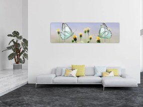 Obraz motyli na kwiatku (170x50 cm)