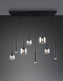 Czarna lampa wisząca z metalowo-szklanym kloszem Mataro – Trio