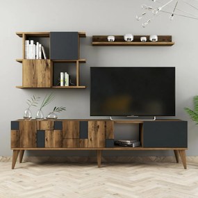 Ściana telewizyjna Madrid Anthracite and Walnut