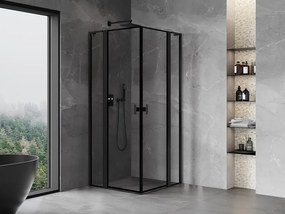 Mexen Mist L Duo kabina prysznicowa uchylna 90 x 90 cm, czarna ramka, czarna - 8A4L-090L-090P-70-70