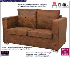 Przytulna brązowa sofa dwuosobowa - Vela 2Q