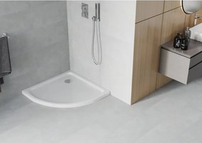 Mexen Flat brodzik półokrągły slim 100 x 100 cm, biały, syfon chrom - 41101010