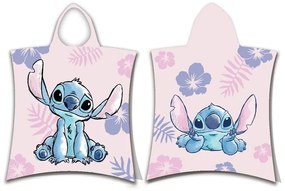 Jasnoróżowe bawełniane ponczo dziecięce Lilo and Stitch – Jerry Fabrics