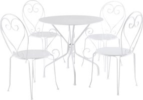 Jadalnia ogrodowa z metalu w stylu kutego żelaza : stół i 4 krzesła w kolorze białym - GUERMANTES