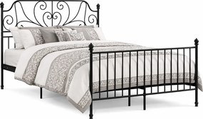 Czarne metalowe łóżko z zagłówkiem w stylu loft 140x200 cm P8-T57