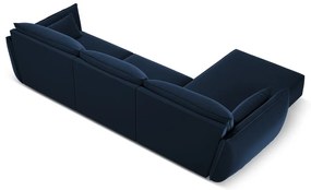 Ciemnoniebieski aksamitny narożnik (lewostronny/z szezlongiem) Vanda – Mazzini Sofas
