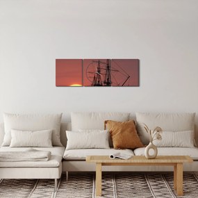 Obraz - Średniowieczny statek (z zegarem) (90x30 cm)
