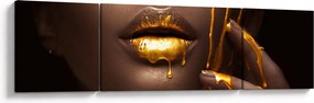Obraz - Kobieta ze złotymi ustami (170x50 cm)