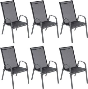 GARTHEN Krzesła ogrodowe sztaplowane, czarne / ciemnoszare