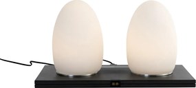 Zestaw 2 białych lamp stołowych RGBW z możliwością ładowania - Eggo