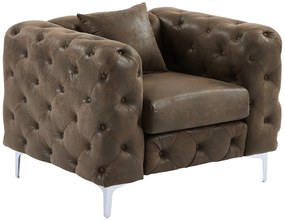 Fotel chesterfield z mikrofibry o wyglądzie postarzanej skóry EDWINA