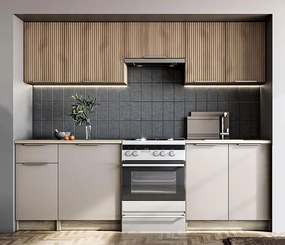 Zestaw mebli kuchennych orzech / kaszmir 240 cm G8-G74