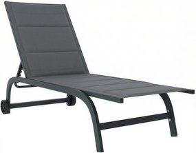 Outsunny Leżak oddychający ogrodowy z 6-stopniową regulacją oparcia, kółkami, aluminiową ramą, ciemnoszary | Aosom PL