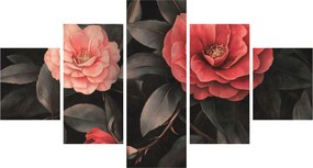 Obraz - Czerwone kwiaty na ciemnym tle (125x70 cm)