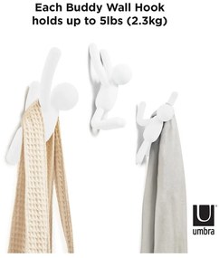 Ścienne plastikowe haczyki zestaw 3 szt. Buddy – Umbra