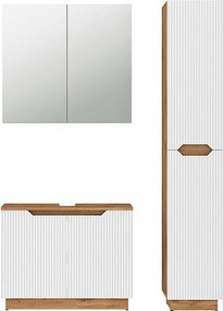 Zestaw mebli łazienkowych dąb/białe paski 79.6x32x62.5 lotta