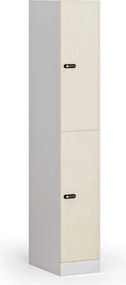 Szafka skrytkowa S1, 2 schowki, 1850 x 300 x 500 mm, demontaż, zamek mechaniczny z kodem, drzwi laminowane, brzoza