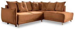 Ceglasty sztruksowy rozkładany narożnik (prawostronny) Lazy Lukka – Miuform