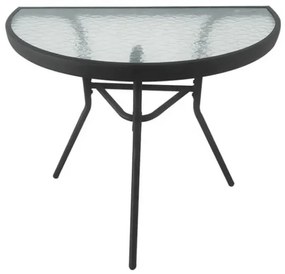 Półokrągły stolik ogrodowy z szklanym blatem ISLAND 70x40 cm, czarny