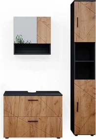 Zestaw mebli łazienkowych złoty dąb power/antracyt 80x41x58.6 irma