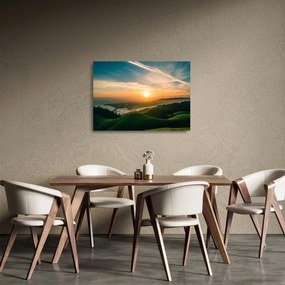 Obraz na szkle wschodu słońca nad morzem (70x50 cm)