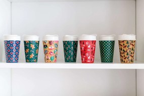 Kubek na kawę na wynos ISO TO GO, 400 ml, wzór geometryczny, KOZIOL