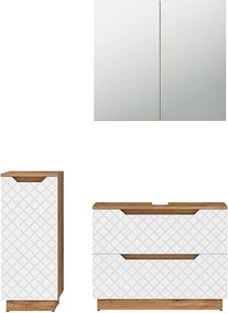 Zestaw mebli łazienkowych dąb/biały ze strukturą płytek 79.6x32x62.5 lotta