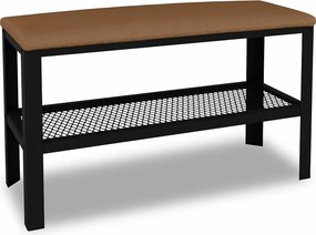 Siedzisko z metalowym stelażem w stylu loft czarny + ciemny beż F0-T47