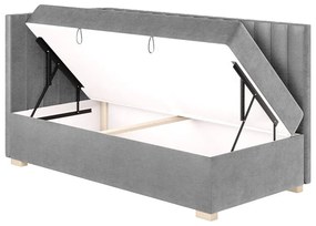 Szare narożne łóżko dziecięce ze schowkiem i materacem 90x200 cm Snugi – Ghado