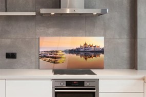 Szklany Panel Statek o Zachodzie Słońca