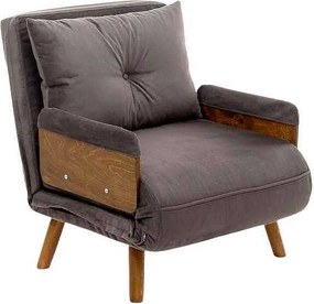 Nowoczesny fotel-łóżko 1-osobowy – 77 x 70 x 82 cm – szary – metalowa rama