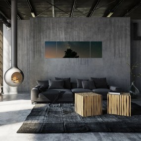 Obraz nocnego nieba z drzewami (170x50 cm)