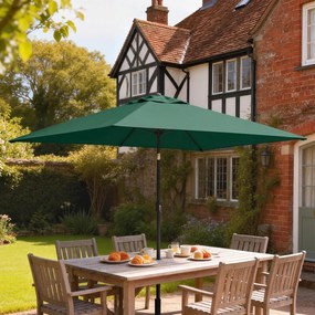 Outsunny Parasol ogrodowy 300 x 200 cm regulowany z korbą, zielony | Aosom PL