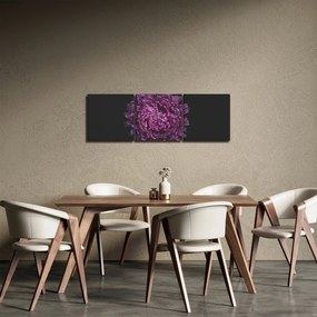 Obraz fioletowego kwiatu (z zegarem) (90x30 cm)