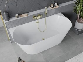 Mexen Oval Slim wanna wolnostojąca przyścienna 170 x 80 cm, biała, przelew złoty - 52661708000-50