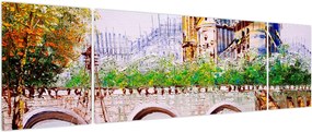 Obraz - Obraz olejny przedstawiający miasto (170x50 cm)