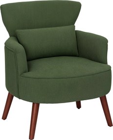 HOMCOM Nowoczesny fotel z podłokietnikami, tapicerowany fotel akcentowy z poduszką lędźwiową, Zielony