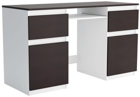 Biurko komputerowe młodzieżowe szkolne 140 cm z półką szufladami REMI2 Biały/Wenge