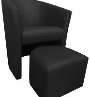 Fotel Club z podnóżkiem tkanina Eko skóra