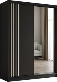 Szafa NELVIA - Czarny / Lamele Białe / Bez szuflad / 160 cm