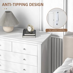 HOMCOM Stylowa Komoda 5-Szufladowa - Biały Kolor, 79x39,5x80,5cm - Praktyczny Mebel do Sypialni