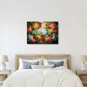 Obraz na szkle namalowanego bukietu kwiatów (70x50 cm)