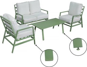 Zestaw mebli ogrodowych "Queens" z metalu - 4 miejsca - Zielony/Biały