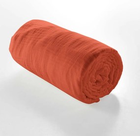 Ceglaste prześcieradło muślinowe z gumką 140x190 cm Angelia – douceur d'intérieur