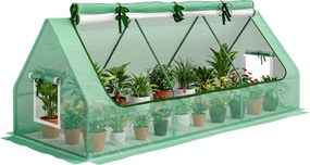 Outsunny mini szklarnia ogrodowa tunelowa odporna na warunki atmosferyczne z oknami zwijanymi zielona 240x90x90 cm | Aosom PL