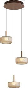Designerska lampa wisząca różowe złoto z bursztynowym szkłem z wbudowanym LED 3-stopniowo ściemnialna 3-punktowa Easylift - Fiera