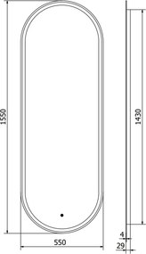 Mexen Bono lustro łazienkowe podświetlane 55 x 155 cm, LED 6000K, antypara - 9816-055-155-611-00