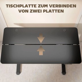 Vinsetto Biurko stojące, regulowane, komputerowe 140 cm x 70 cm x 116 cm, Czarne