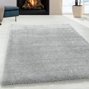 Dywan shaggy poliestrowy Brilliant srebrny 80 cmx 250 cm