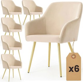 Zestaw 6 beżowych krzeseł tapicerowanych - Terviso 3X